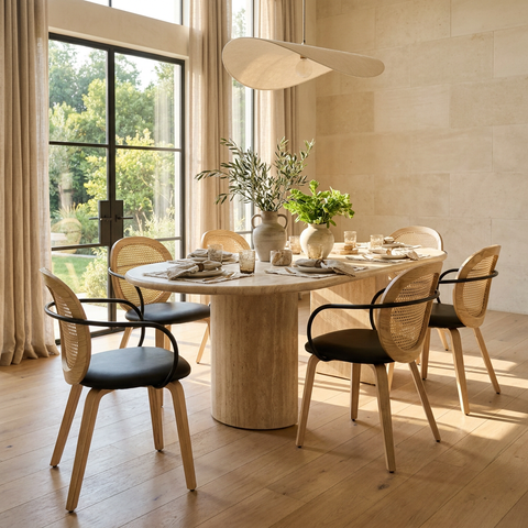 Orias Oak Faux Rattan Dining Chairs - Set of 2