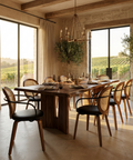 Orias Walnut Faux Rattan Dining Chairs - Set of 2