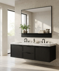 Otavi Black Modern Wall Mirror with Shelf