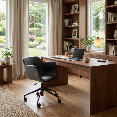 Owen Grey Faux Leather & Fabric Office Chair