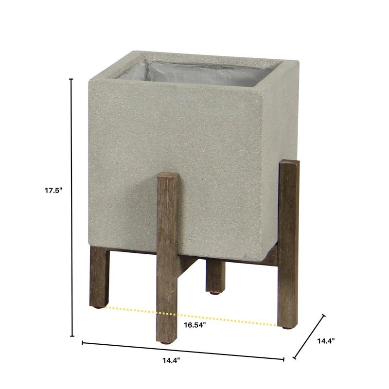 Patio Square Standing Pot (Natural Stone) -Planter