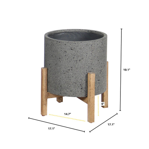 Patio Round Standing Pot (Grey Stone) -Planter