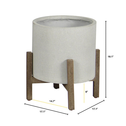 Patio Small Round Standing Pot (Natural Stone) -Planter