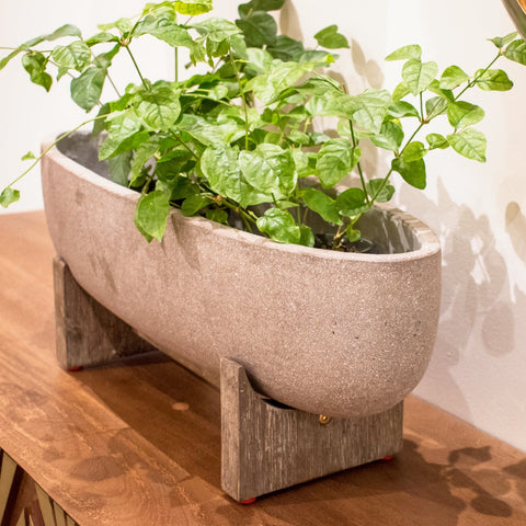 Patio Oval Standing Pot (Brown Stone) -Planter