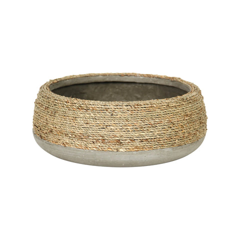 Nature Low Round Grass & Concrete Pot -Planter