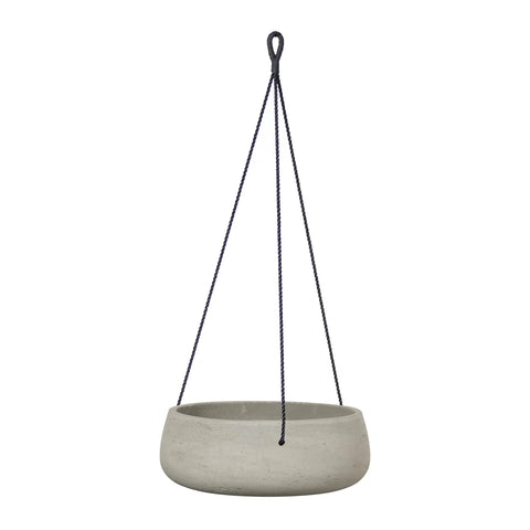 Circular Medium Hanging Pot With Netting (Cement Grey) -Planter