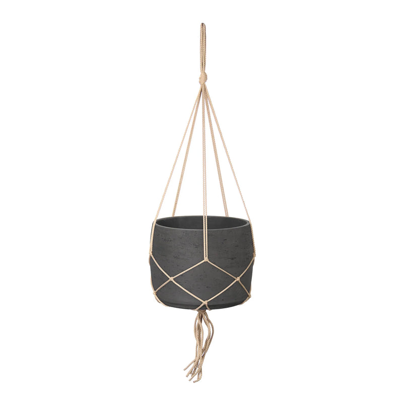 Craft Hanging Pot With Netting (Chatcoal Grey) -Planter