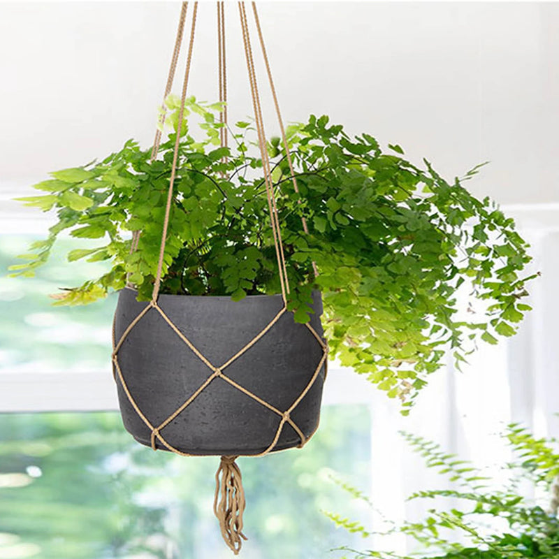 Craft Hanging Pot With Netting (Chatcoal Grey) -Planter