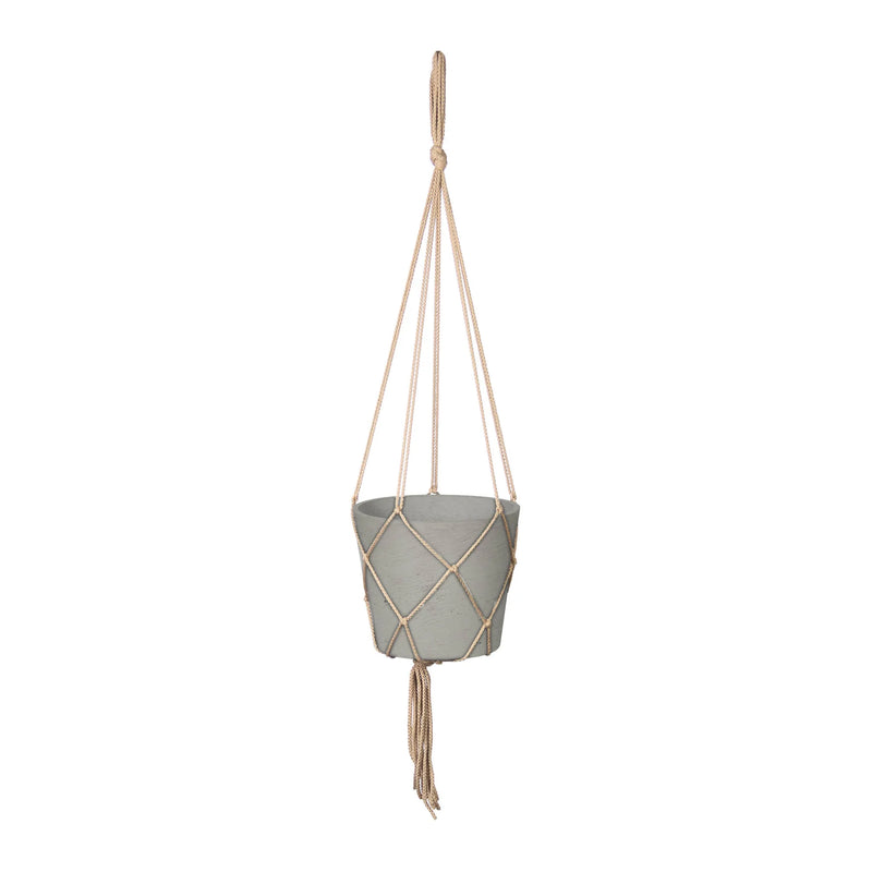 Craft Medium Hanging Pot With Netting (Cement Grey) -Planter