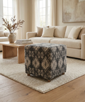 Pallu Charcoal Dhurrie Cotton Ottoman