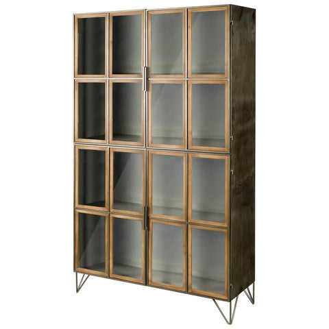 Pandora I Brown Fir Wood and Iron Display Cabinet -1