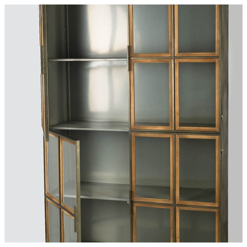 Pandora I Brown Fir Wood and Iron Display Cabinet -2