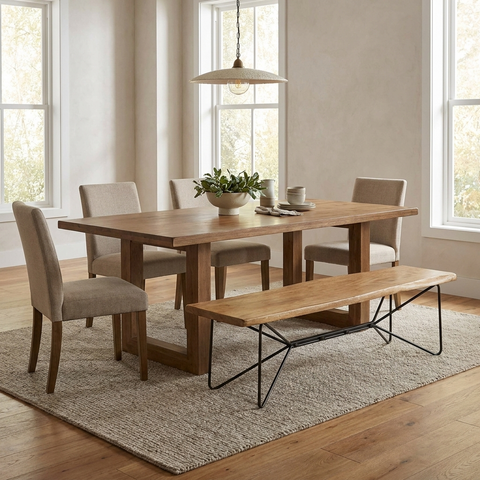 Papillion III Blonde Solid Acacia Wood Dining Bench