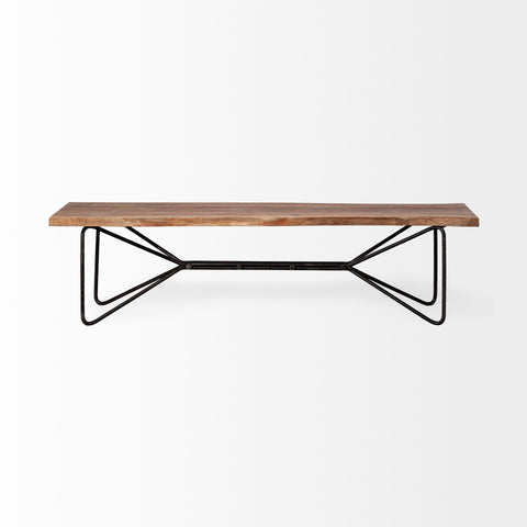 Papillion III Natural Solid Acacia Wood Dining Bench-1