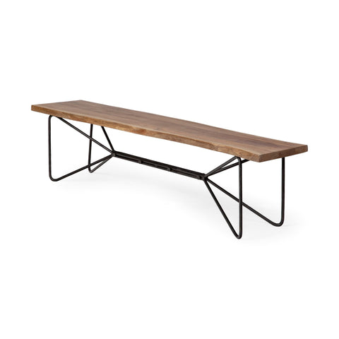 Papillion III Natural Solid Acacia Wood Dining Bench-2