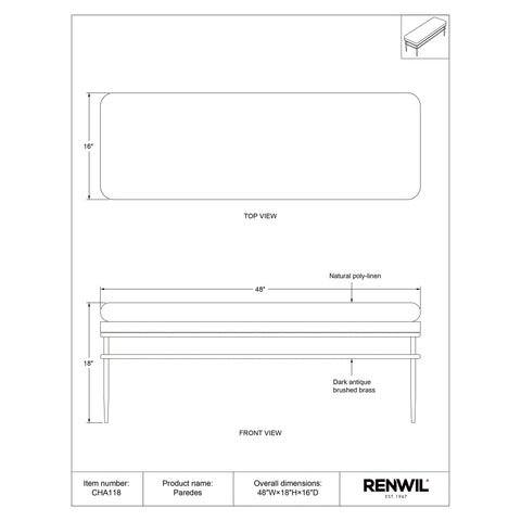 Paredes Natural Linen Blend Bench-6