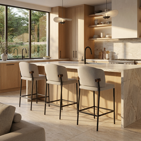 Pearce Grey Modern Upholstered Counter Stool 