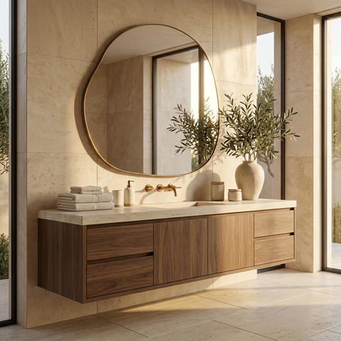 Peony Burnished Brass Modern Wall Mirror 