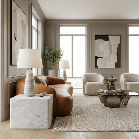 Pera Grey and Ivory Ceramic Table Lamp