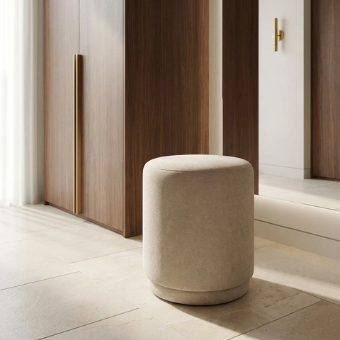 Persea Cool Grey Chenille Ottoman 