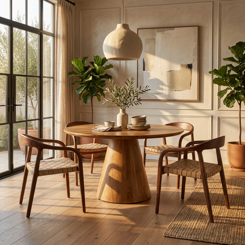 Peyton Solid Mango Wood Round Dining Table
