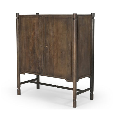 Phil Dark Brown Mango Wood Bar Cabinet-1