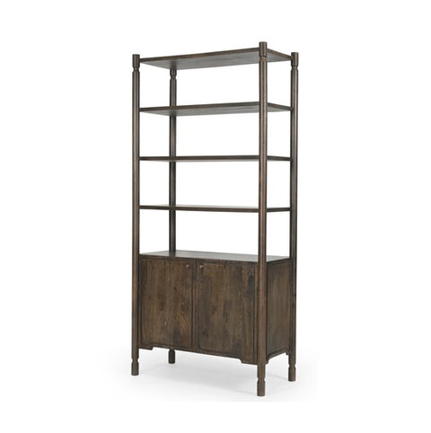 Phil Dark Brown Solid Mango Wood Shelving Unit-1