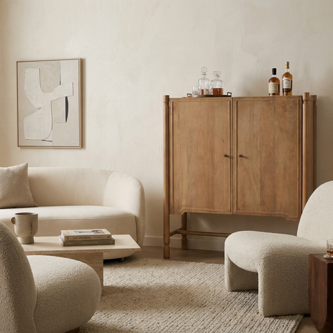 Phil Light Brown Mango Wood Bar Cabinet 
