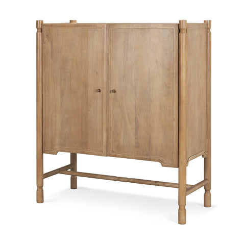 Phil Light Brown Mango Wood Bar Cabinet -1