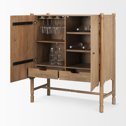 Phil Light Brown Mango Wood Bar Cabinet -3