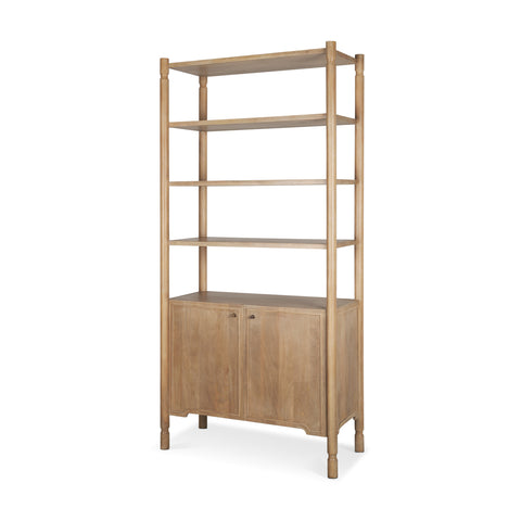 Phil Light Brown Solid Mango Wood Shelving Unit -1
