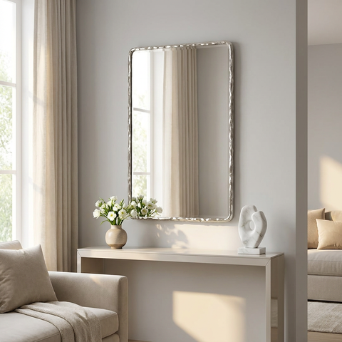 Pollonia Polished Nickel Modern Wall Mirror -1