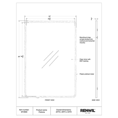 Pollonia Polished Nickel Modern Wall Mirror -6
