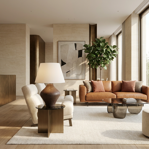 Pontia Oversized Brown Ceramic Table Lamp -