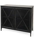 Poppy III Black Metal and Glass Accent Cabinet -1