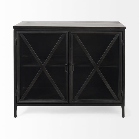 Poppy III Black Metal and Glass Accent Cabinet -2