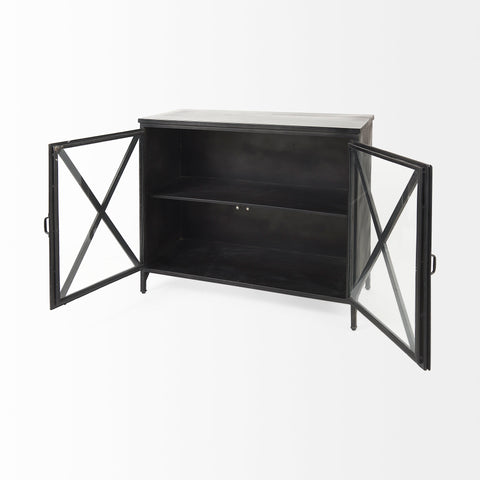 Poppy III Black Metal and Glass Accent Cabinet -4