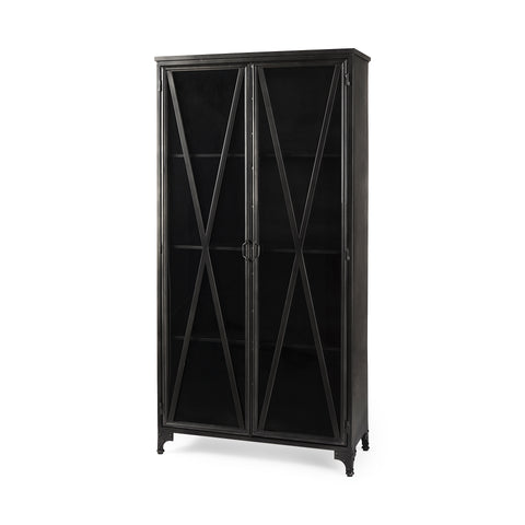Poppy II Black Iron and Glass Display Cabinet-1