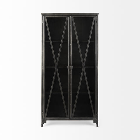 Poppy II Black Iron and Glass Display Cabinet-2