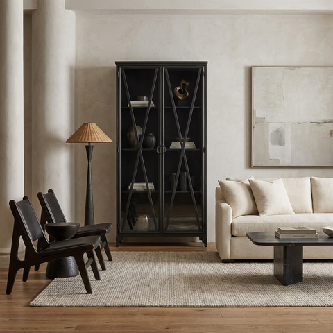 Poppy II Black Iron and Glass Display Cabinet