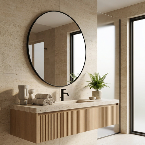 Posadas Black Round Wall Mirror