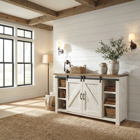 farmhouse wood sideboard cabinet