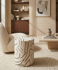 Rachelle Cream Printed Cotton Stool