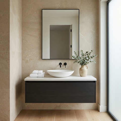 modern black wall mirror