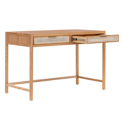 Rattan Ash Wood Writing Desk-2