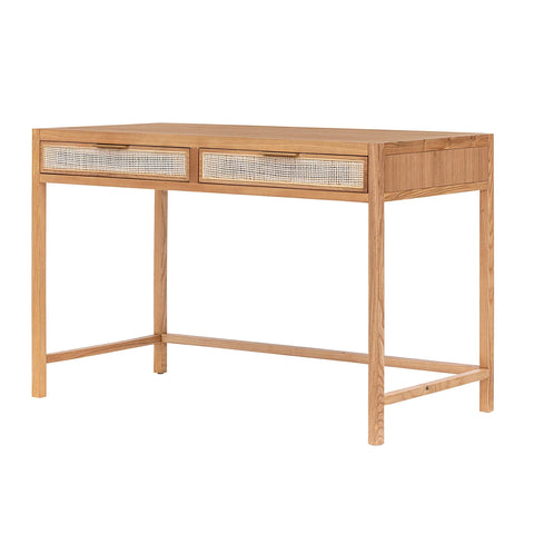 Rattan Ash Wood Writing Desk-7