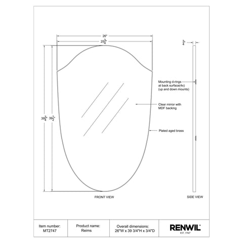 Reims Aged Brass Modern Wall Mirror-5
