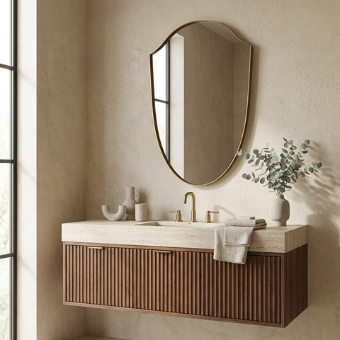 Reims Aged Brass Modern Wall Mirror