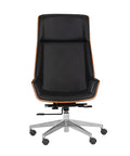 Rhett Dillon Black Faux Leather & Walnut Office Chair-2