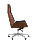 Rhett Dillon Black Faux Leather & Walnut Office Chair-3